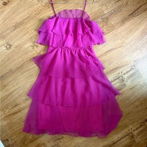 Elegant Pink Layered Midi Dress